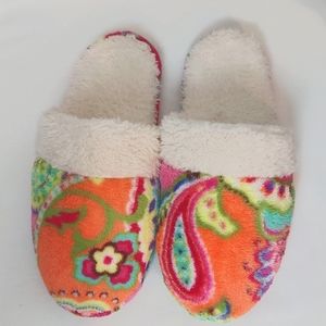 Vera Bradley mule slippers in pink and orange floral. Sz M (7-8)